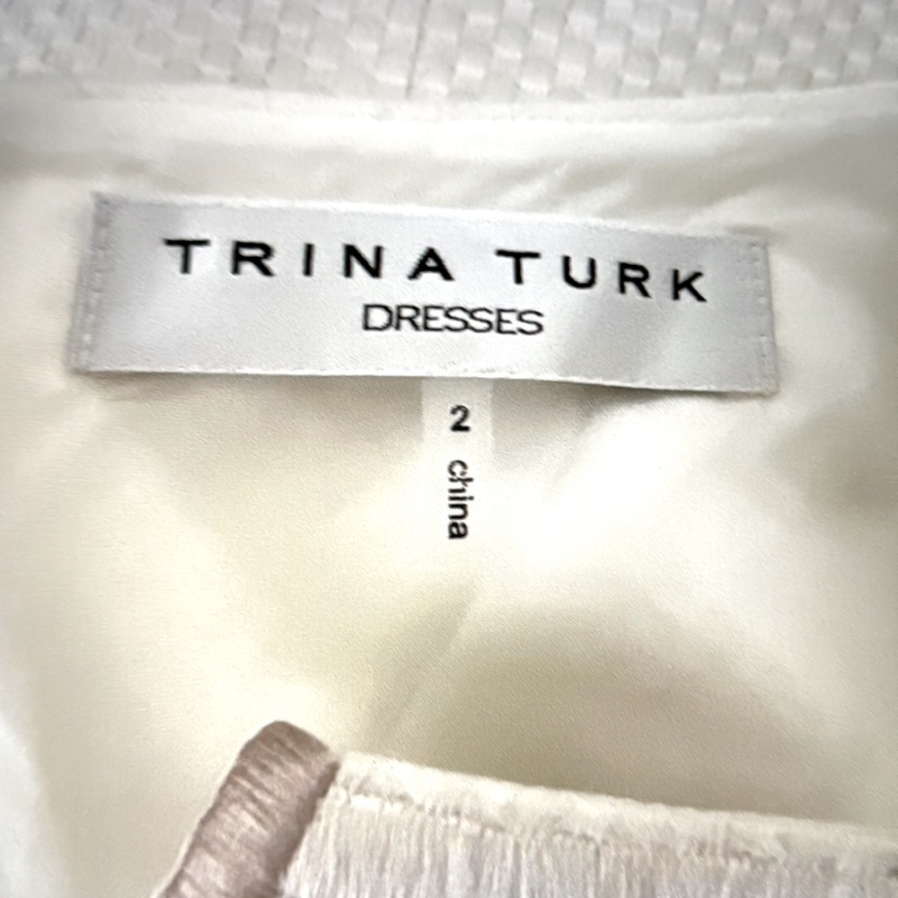 Trina Turk Ivory Embroidered Cotton Sheath Dress Size 2 - Picture 3 of 4
